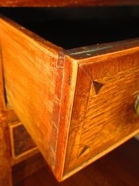 Detail of Drawer of 18th C. Lowboy