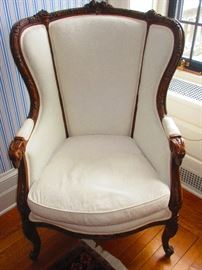 Antique Ram’s Head Chair in Damask