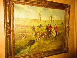 19th Century, oil on board, English hunting scene, signed bottom right