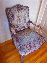 19th C. French Chair with Original Needlepoint Upholstery