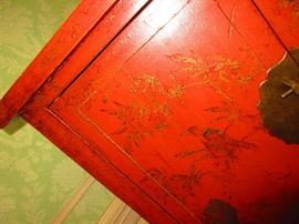 Detail of Antique Chinese Lacquered Cabinet