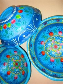 Hand Painted Paper Mache Bowls