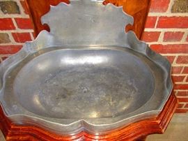 Detail of Early 19th C. Wood and Pewter Fountain