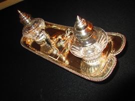 Old Sheffield Inkwell with Whippet Handle