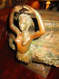 Detail of 19th C. Continental Bronze Planter with Nudes 