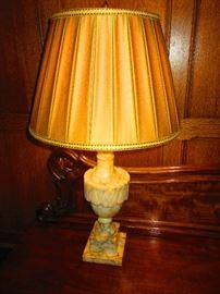 One of a pair of Antique Alabaster Lamps
