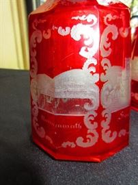 Detail of Pair of 19th C. Bohemian Decanters