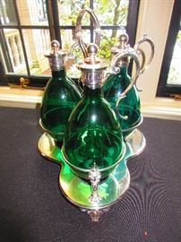 19th C. Emerald Claret Jugs