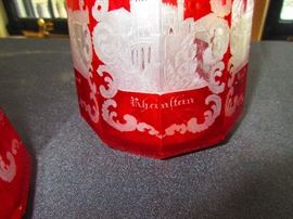 Detail of Pair of 19th C. Bohemian Decanters