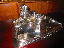 Mid-19th C. Plated Setter Inkwell