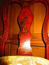 Detail of Pair of 19th C. Chinoiserie Chairs