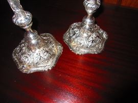 Detail Marshall Field’s Sterling Candlesticks