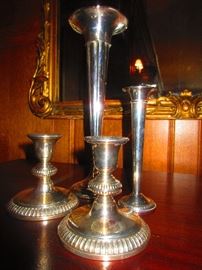 Sterling Silver Candlesticks and Vases