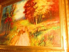 Elizabeth Margaret Evans, circa 1880-1910, oil on canvas, landscape painting, 49x36