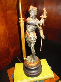 One of a pair of Spelter Figural Lamps
