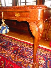 Detail of Mid-19th C. Leather Top English Desk