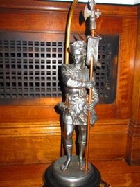 One of a pair of Spelter Figural Lamps