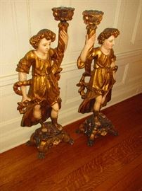 16th/17th C. Italian Figural Candlestands (38.5” Tall)