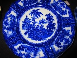 One of a group of 4 Flow Blue Dishes