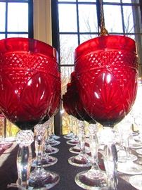 Group of Ruby Stemware