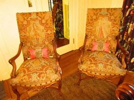 Pair of Antique French Chairs with Original Needlepoint