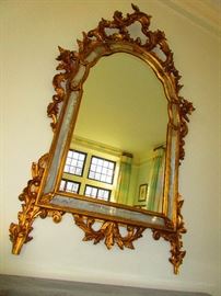 Antique Italian Mirror with Egloise Panel