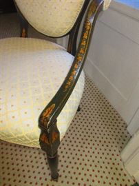 Detail of Early 19th C. Chinoiserie Sheild-Back Chair