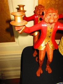 Pair of Bill Huebbe Monkey Butler Candlesticks