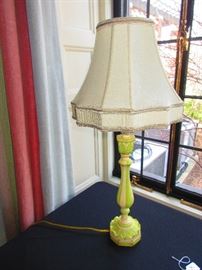Hand-Painted Accent Lamp with Silk Shade