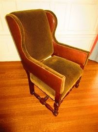 Mohair and Leather Side Chair