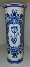 Delft blue & White Tulip Vase Marked Delfts Jasmign Holland