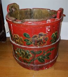 Antique Painted Elm Wood Water bucket Shandong China