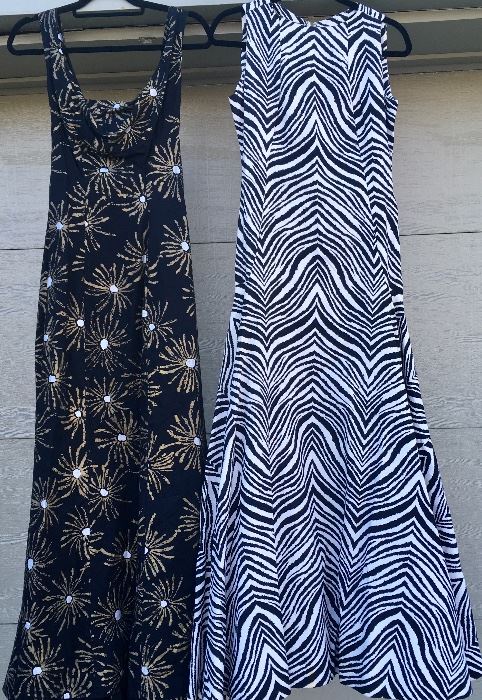 Beautiful Vintage Gowns, Zebra Couture and Abstract print with train.