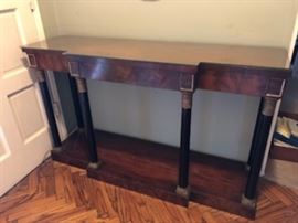 Federal hallway one drawer console , metal banded and fluted legs,
