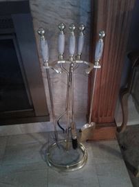 Marble handless fireplace tools