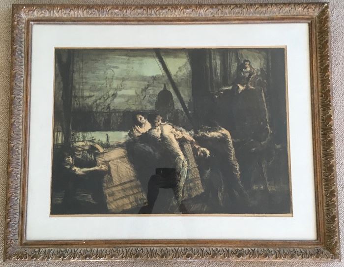 Lithograph; Workers at St.Paul's Cathedral; Signed by Frank Brangwyn (1867 - 1956); Purchased from LACMA 