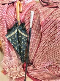 Saris, Walking Stick with Sterling Top, Versace Umbrella