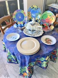 Colorful Al Fresco Dining: Provence Cloth, Casual Buffet Plates, More
