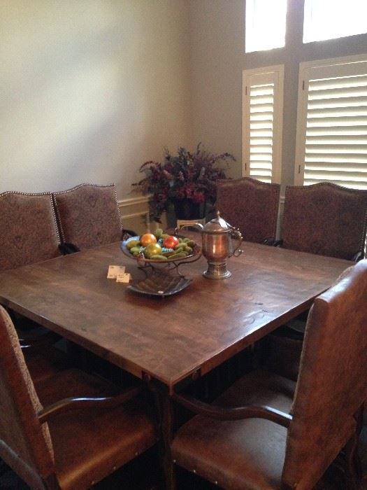 Extra large square table with 8 matching arm chairs