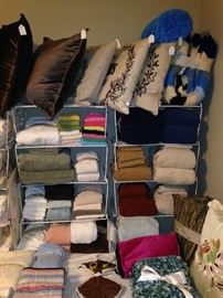 Linens, towel, and pillows