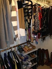 Sweaters, scarves, shoes, and boots