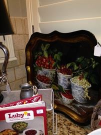 Luby's Recipe book; decorative tray