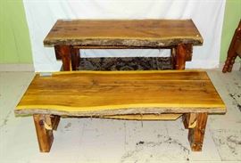 Handmade Live Edge Cypress Benches