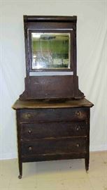 Antique 3 Drawer Chest w/Mirror