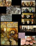 Many china, porcelain, pottery, silver and glass items.
