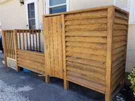 Outdoor shower and trash can corral