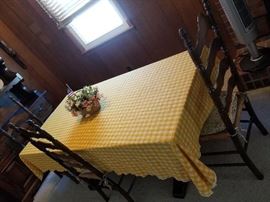 Solid wood dining table w/4 chairs and 1 bench