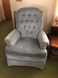 Blue upholstered rocking chair (x2)