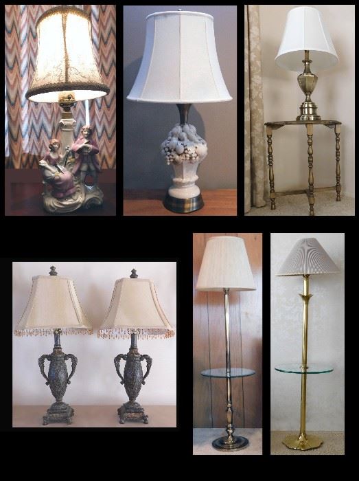  14 inch tall porcelain figurine lamp, Ceramic and brass lamp and more.  Several are from Stiffel.