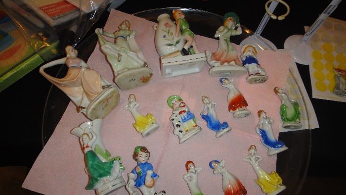 Art Deco Porcelain Lady Figurines and Vases,  All marked "Occupied Japan" 